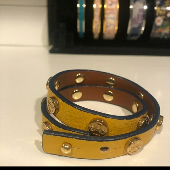 Tory Burch Yellow Leather Wrap Bracelet - Picture 5 of 7